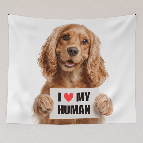 Item preview, Cute Cocker Spaniel dog with Signboard I love my Human  designed and sold by LazyOwlStore.