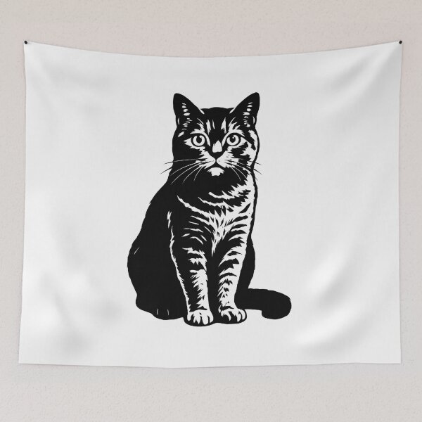 Item preview,  The British Shorthair - Black & White Bold Stencil Cat Portrait designed and sold by blaze_art.