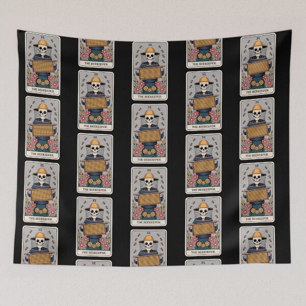 Item preview, The Beekeeper Skeleton Buzzing Tarot Card Design designed and sold by Blok45.
