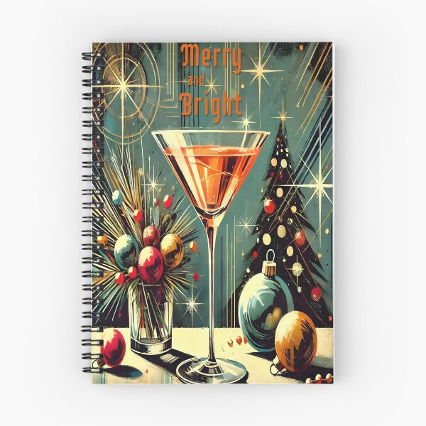 Aperçu de l'œuvre Martini de Noël joyeux et lumineux du milieu du siècle moderne créée et vendue par Lee Hiller Designs.