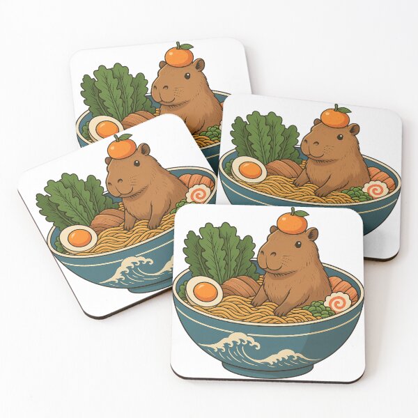 Item preview, Cute Capybara in a Bowl of Ramen designed and sold by Aiolin.