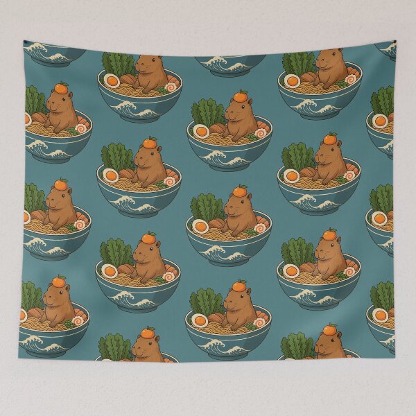 Item preview, Cute Capybara in a Bowl of Ramen designed and sold by Aiolin.