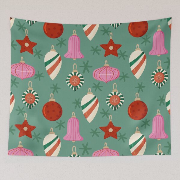 Item preview, Shiny Christmas Ornaments Holiday Pattern designed and sold by Farissa Designs.