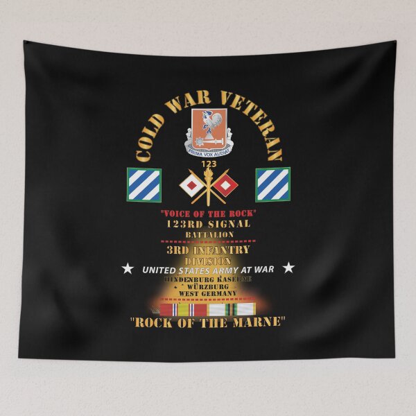 Item preview, Army - Cold War Vet -  123rd Signal Bn, 3rd Infantry Division - Hindenburg Ksn, Würzburg, Germany -Rock of the Marne w Fire - w DUI - COLD X 300 designed and sold by Military Insignia Products.