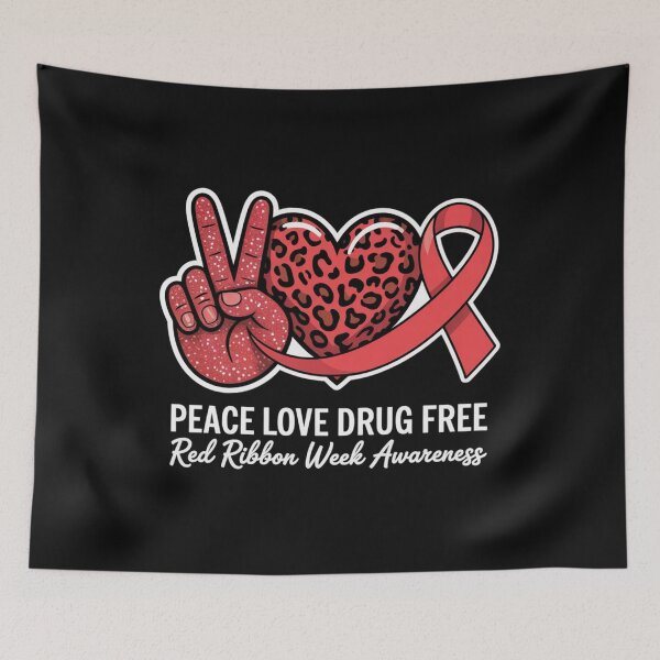 Item preview, Peace Love Drug Free Red Ribbon Week Awareness 2025 designed and sold by Vastingan.