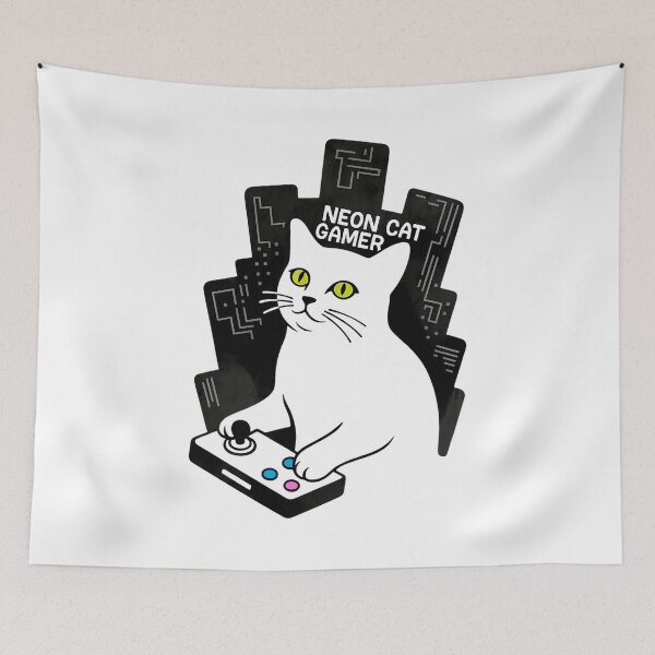Item preview, Neon Cat Gamer designed and sold by SignumShop.