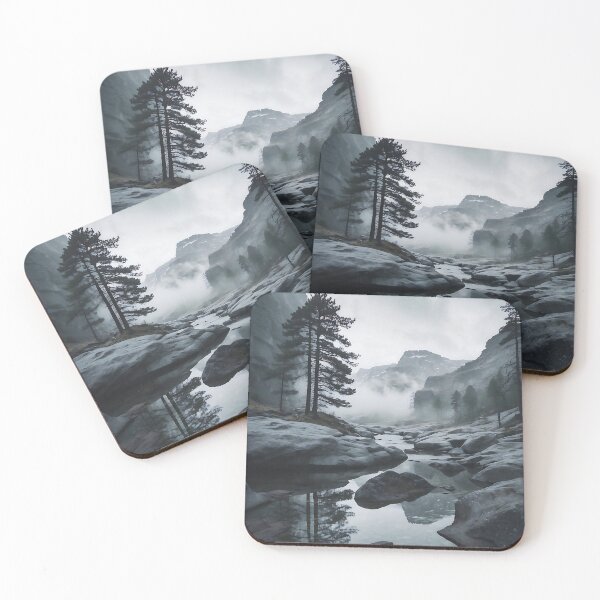 Item preview, Greyscale Scandinavian Rugged Nature Landscape designed and sold by ShadeScapeArt.