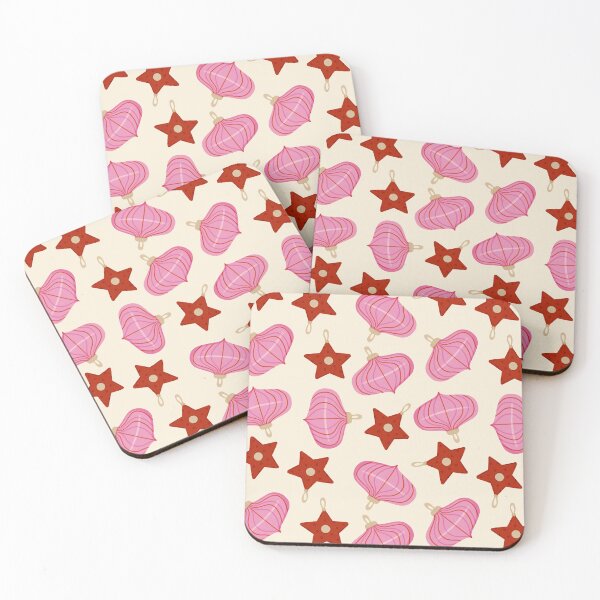 Item preview, Christmas Pink and Red Ornaments Holiday Pattern designed and sold by Farissa Designs.
