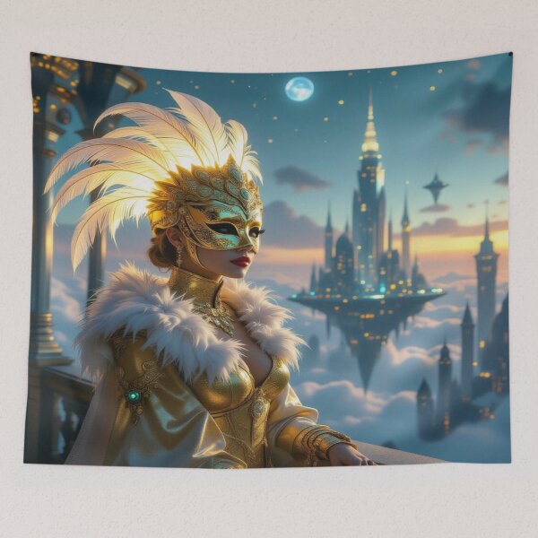 Item preview, Masquerade of Dreams – Golden elegance meets cosmic vibes in a surreal Starworld designed and sold by FotoworldEdel.