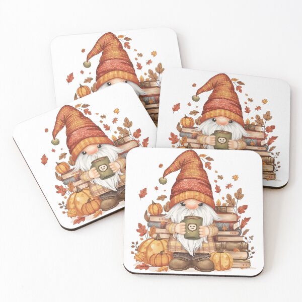 Item preview, Fall Coffee Gnome with Books and Pumpkins – Cozy Autumn Librarian Art designed and sold by sitthan.