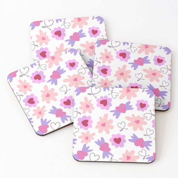 Item preview, Fun Valentine Hearts Wings Floral Pattern designed and sold by Farissa Designs.