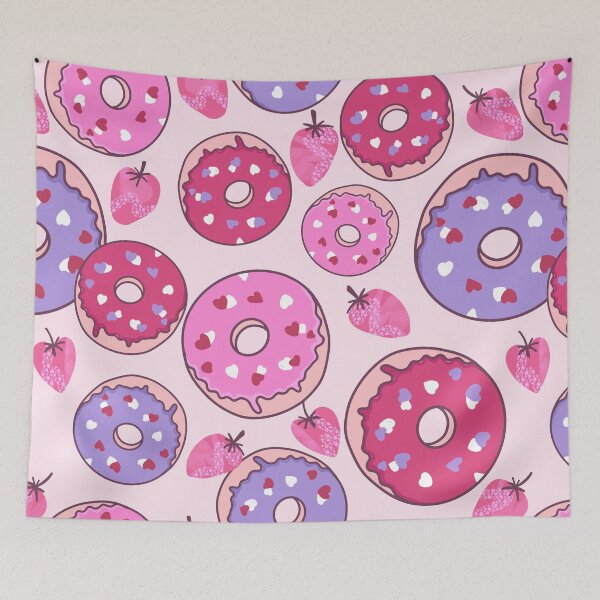 Item preview, Tasty Valentines Doughnuts and Strawberries Pattern designed and sold by Farissa Designs.