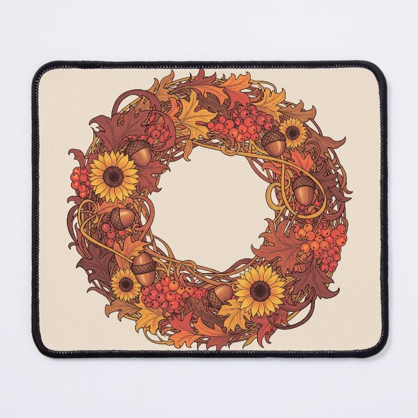 Item preview, Art Nouveau Autumn Wreath with Leaves, Berries, and Sunflowers designed and sold by Iras-Art-Corner.