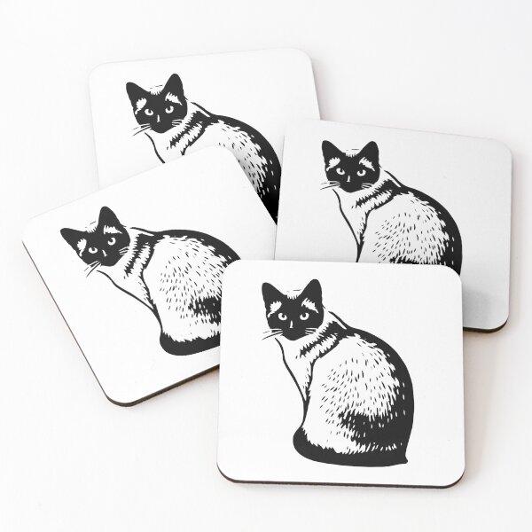 Item preview, Siamese Cat – Black and White Stylish Vector Art designed and sold by blaze_art.