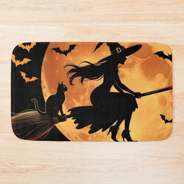 Item preview, Halloween Witch & Black Cat Desk Mat – Full Moon & Bats Gothic Gaming Mat designed and sold by A L O N E.