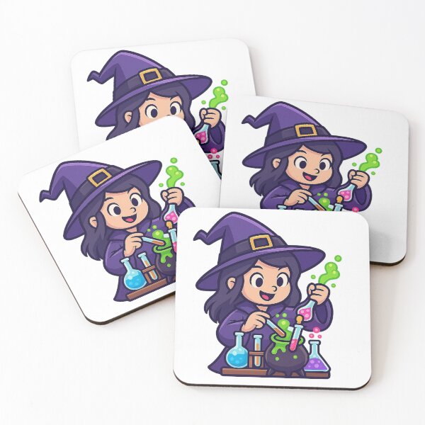 Item preview, Cute Witch Mixing Colorful Potions – Halloween Cartoon designed and sold by Everyday Motif.