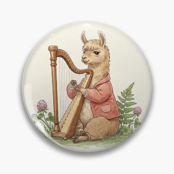 Item preview, Llama Harpist – Whimsical Woodland Orchestra Illustration designed and sold by Pasteltone.