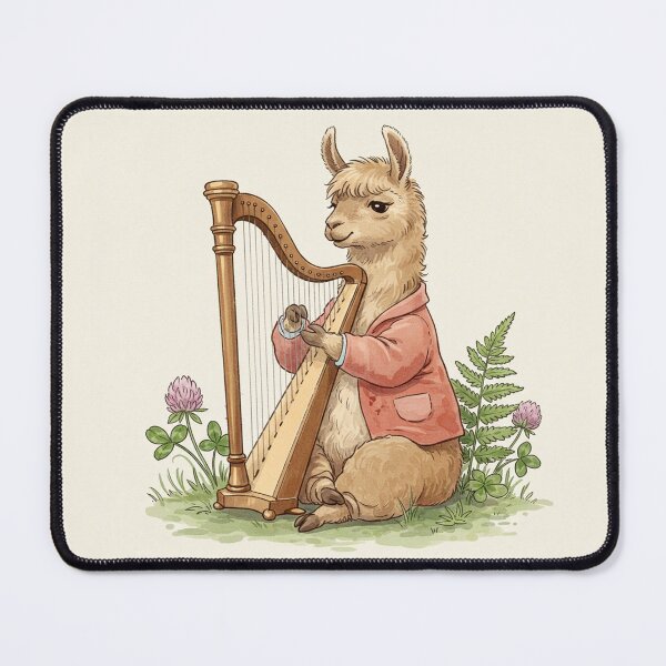 Item preview, Llama Harpist – Whimsical Woodland Orchestra Illustration designed and sold by Pasteltone.