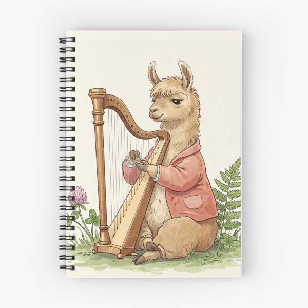 Item preview, Llama Harpist – Whimsical Woodland Orchestra Illustration designed and sold by Pasteltone.
