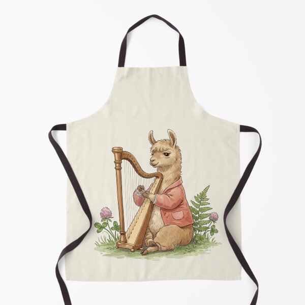 Item preview, Llama Harpist – Whimsical Woodland Orchestra Illustration designed and sold by Pasteltone.