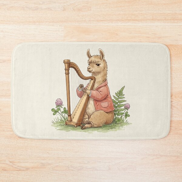 Item preview, Llama Harpist – Whimsical Woodland Orchestra Illustration designed and sold by Pasteltone.