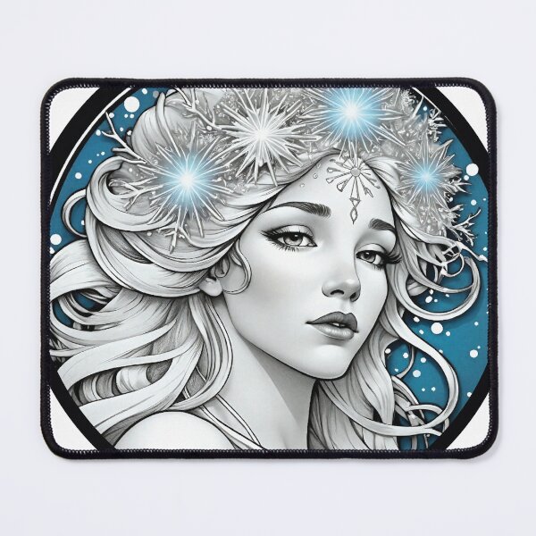 Item preview, winter, frozen, goddess of winter, winter solstice, cold, blue goddess, goddess, princes, art nouveau, vintage winter, ice queen designed and sold by SavageLegion.