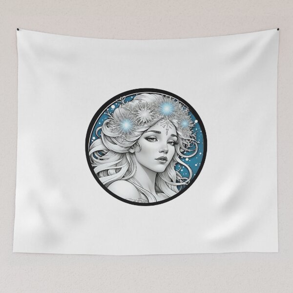 Item preview, winter, frozen, goddess of winter, winter solstice, cold, blue goddess, goddess, princes, art nouveau, vintage winter, ice queen designed and sold by SavageLegion.