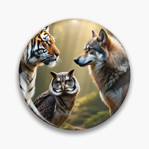 Item preview, Tiger, Owl, and Wolf in Forest designed and sold by TrendThreadsfor.