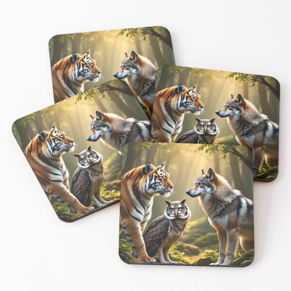 Item preview, Tiger, Owl, and Wolf in Forest designed and sold by TrendThreadsfor.