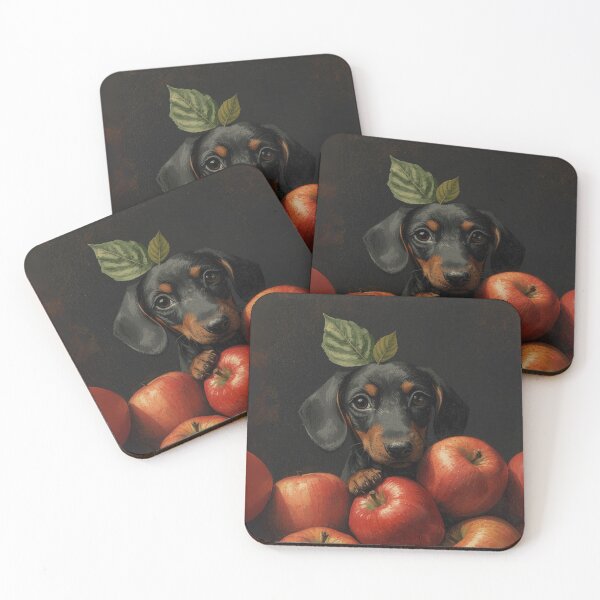 Item preview, Cute Dachshund Painting Peeking Dog Puppy Apples  designed and sold by TackyTime.