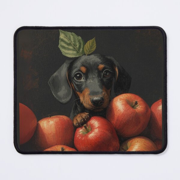 Item preview, Cute Dachshund Painting Peeking Dog Puppy Apples  designed and sold by TackyTime.