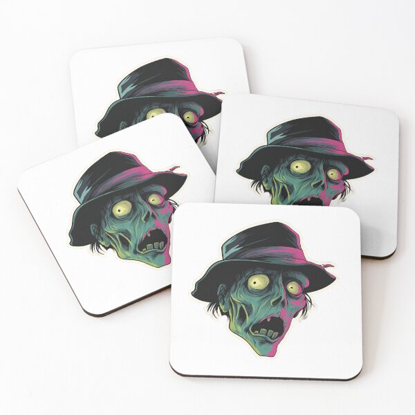 Item preview, Neon Zombie Sticker – Creepy Horror Undead Head with Hat Retro Art designed and sold by Line Designs By Duck.