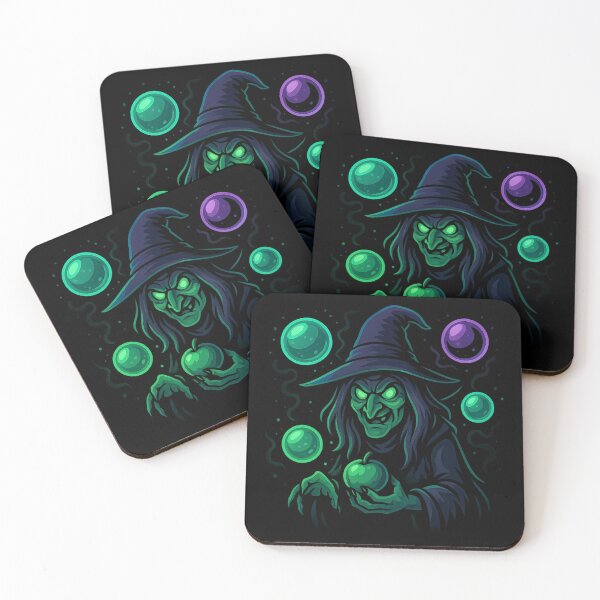 Item preview, Witch with Glowing Crystal Balls – Spooky Halloween Cartoon designed and sold by Everyday Motif.