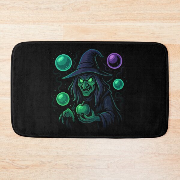 Item preview, Witch with Glowing Crystal Balls – Spooky Halloween Cartoon designed and sold by Everyday Motif.