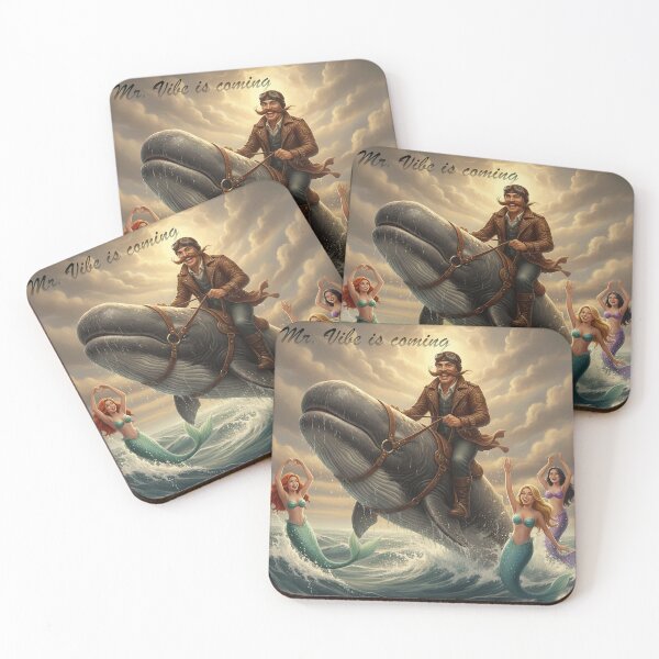 Item preview, Mr. Vibe is Coming – Steampunk Adventurer Rides a Whale | Retro Fantasy Art designed and sold by VitalLifeForce.