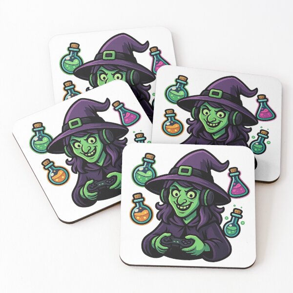 Item preview, Modern Witch Gamer with Headphones and Potions – Halloween Cartoon designed and sold by Everyday Motif.