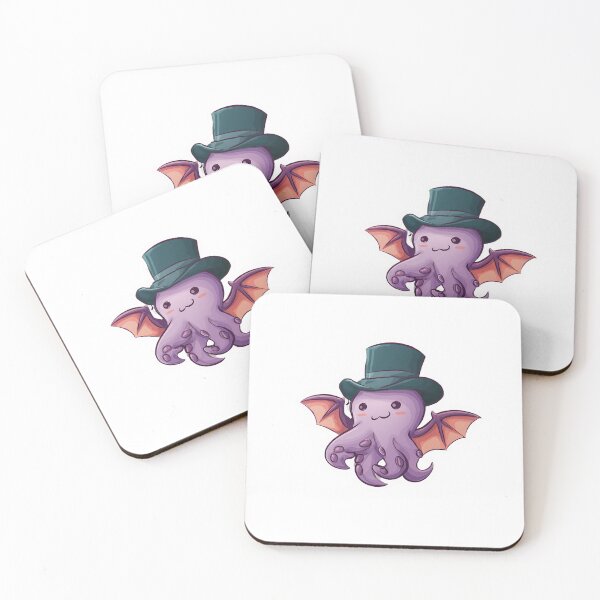 Item preview, Cute Octopus Monster Sticker – Kawaii Bat-Winged Cthulhu with Top Hat designed and sold by Line Designs By Duck.