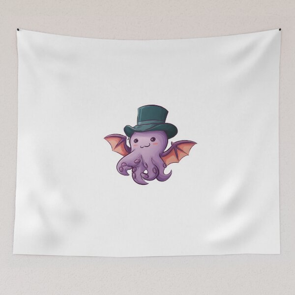 Item preview, Cute Octopus Monster Sticker – Kawaii Bat-Winged Cthulhu with Top Hat designed and sold by Line Designs By Duck.