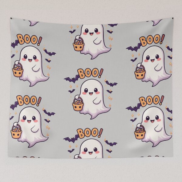 Item preview, Halloween with kawaii ghost text "Boo" and  candy designed and sold by Nimkaew.