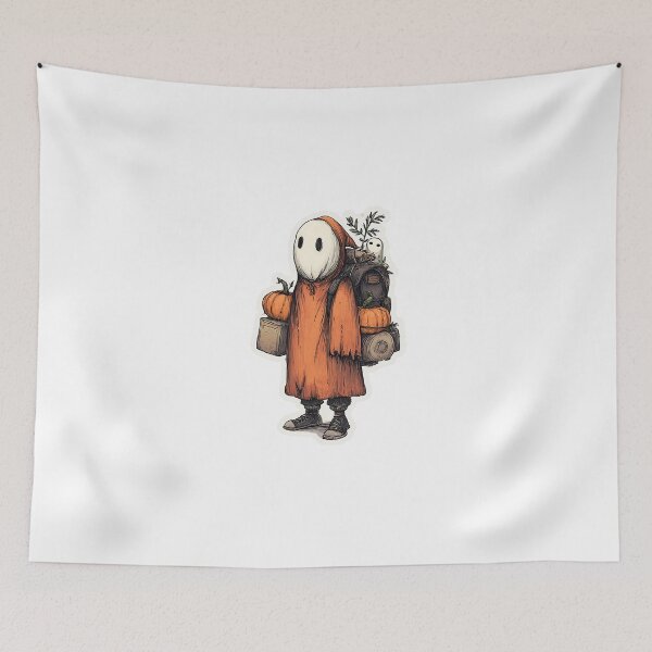 Item preview, Autumn Ghost Traveler Sticker – Cozy Pumpkin Harvest Halloween Aesthetic designed and sold by Line Designs By Duck.