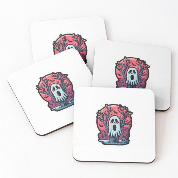 Artikelvorschau, Geisterbaum-Aufkleber – Gruseliger Roter Mond Halloween Horror Art entworfen und verkauft von Line Designs By Duck.