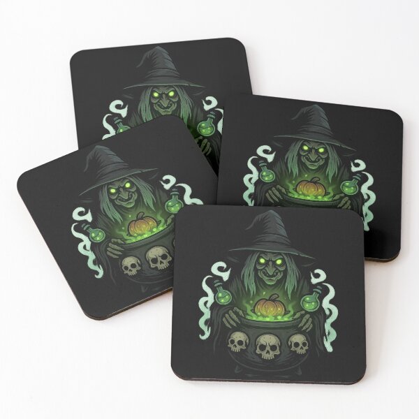 Item preview, Witch with Bubbling Skull Cauldron – Spooky Halloween Cartoon designed and sold by Everyday Motif.