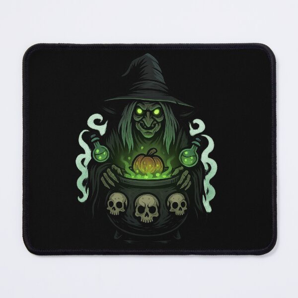 Item preview, Witch with Bubbling Skull Cauldron – Spooky Halloween Cartoon designed and sold by Everyday Motif.