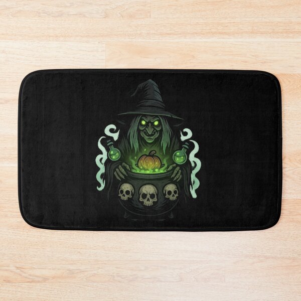 Item preview, Witch with Bubbling Skull Cauldron – Spooky Halloween Cartoon designed and sold by Everyday Motif.
