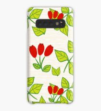 Wild rose on orange lines Case/Skin for Samsung Galaxy