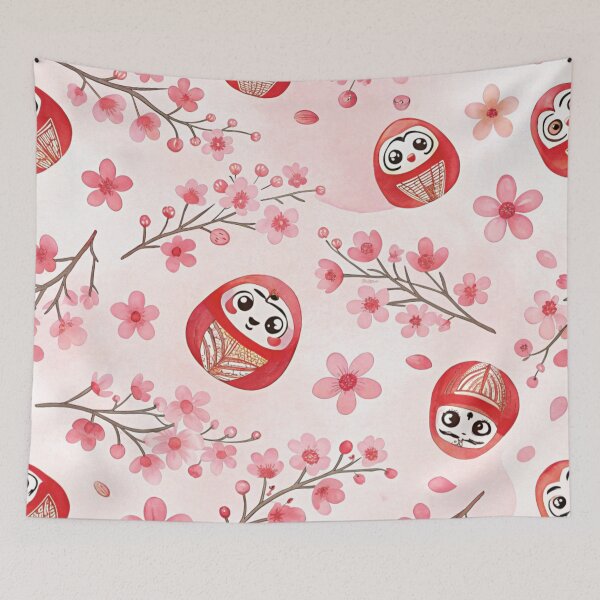 Item preview, Red Daruma dolls with cherry blossom's for good luck and fortune . designed and sold by Lucky 777.