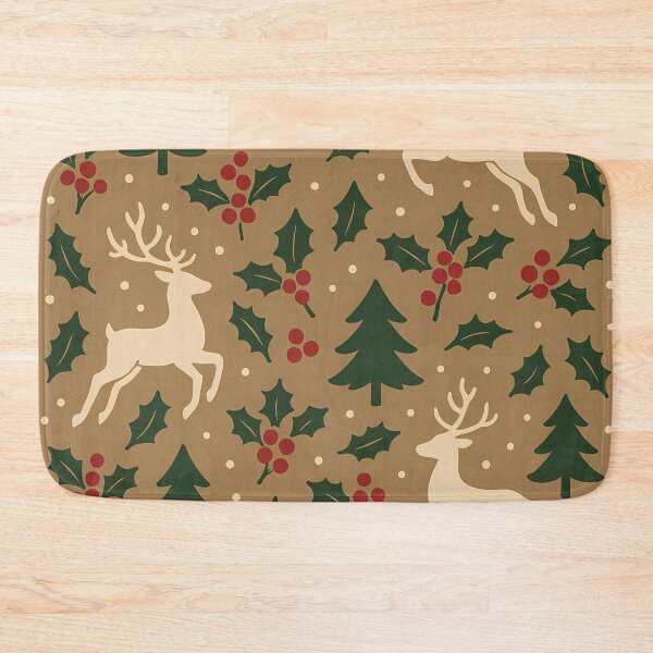 Item preview, Rustic Reindeer and Holly Christmas Pattern  Classic Holiday Design designed and sold by Buzzink.