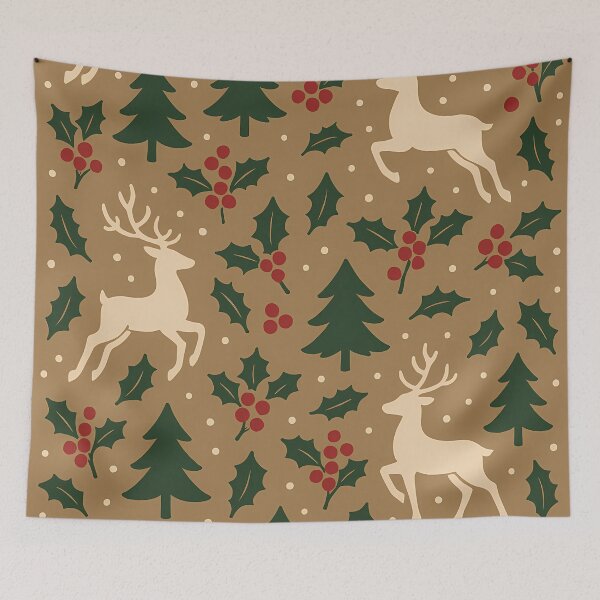 Item preview, Rustic Reindeer and Holly Christmas Pattern  Classic Holiday Design designed and sold by Buzzink.