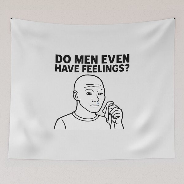 Item preview, Do Men Even Have Feelings? Meme Wojak Illustration designed and sold by Bratak.