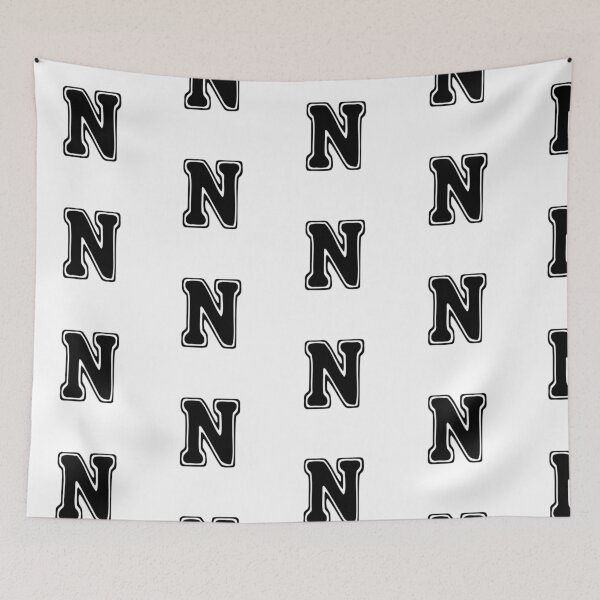 Item preview, Bold Grooveline Letter N – Retro Varsity Outline Font designed and sold by uncoXab.